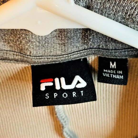 Fila Sport Full Zip Gray Fleece Jacket-Orange Zipper-Signature Logo-Size Medium - Picture 3 of 4